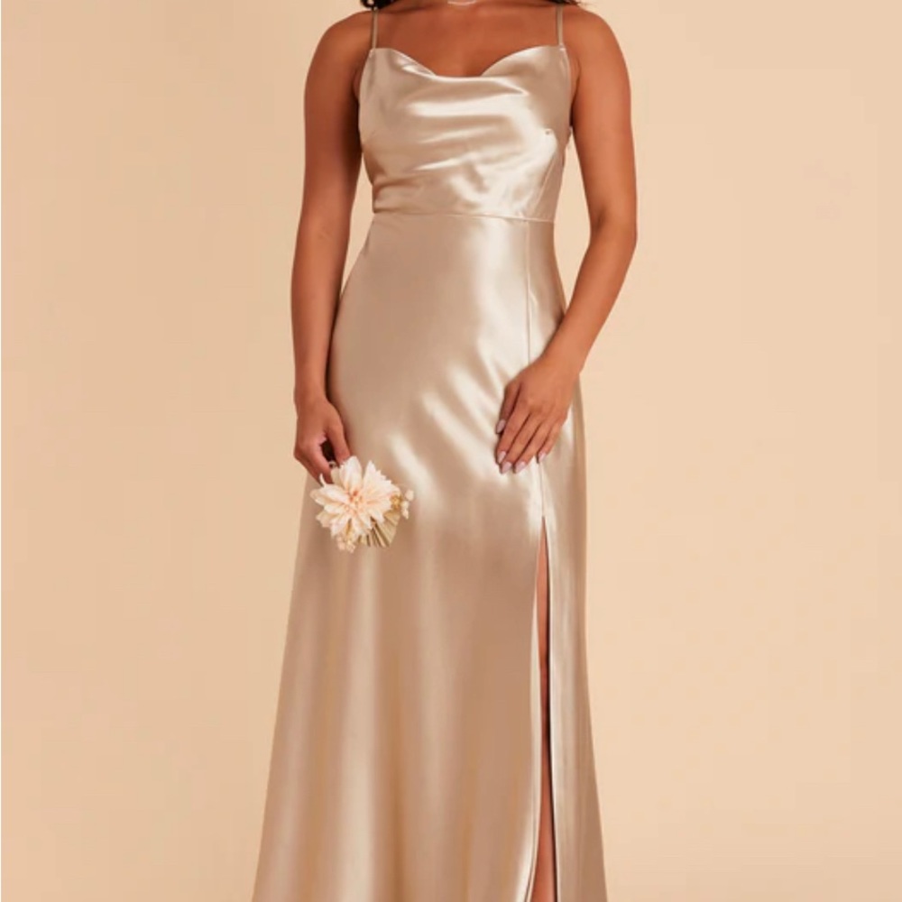 Lisa Long Satin Dress - Neutral Champagne